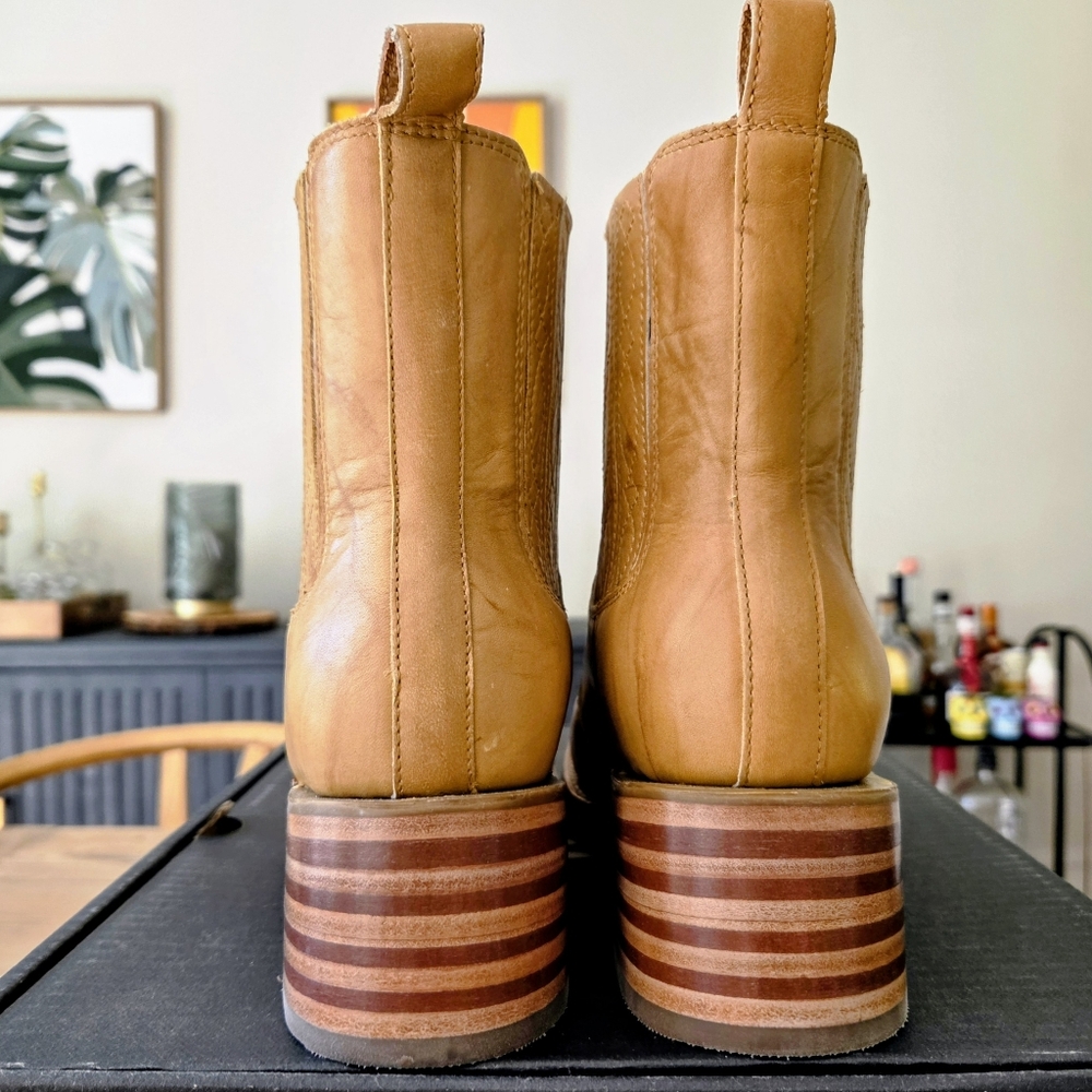 Anthropologie FRYE Campus 14L Women's Boots Leather Tan Banana NEW - Picture 13 of 15